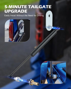 Orion Motor Tech installed on F-150 illustrating smooth tailgate control and safer loading benefit