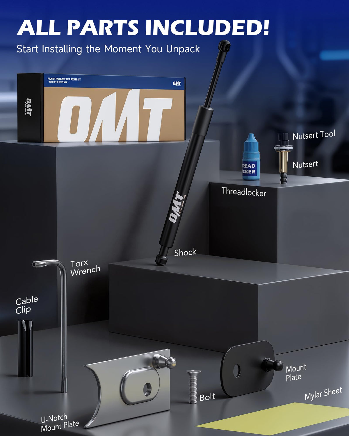 Orion Motor Tech on truck with person loading bed showing safer hands-free tailgate use benefit