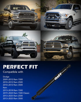 Orion Motor Tech mounted on Ram tailgate demonstrating smooth controlled lowering benefit