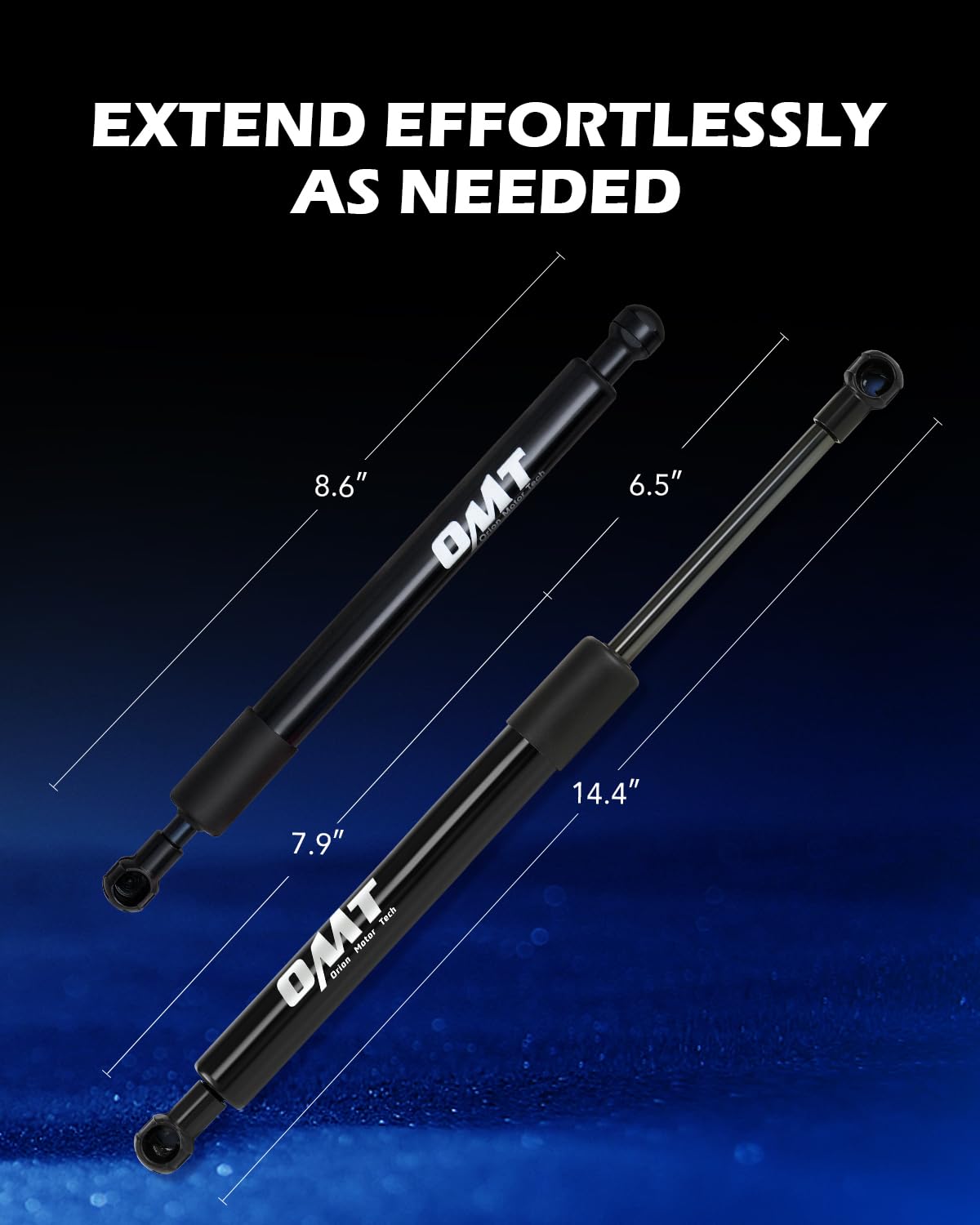 Orion Motor Tech shock beside ruler to show dimensions and fit for correct compatibility