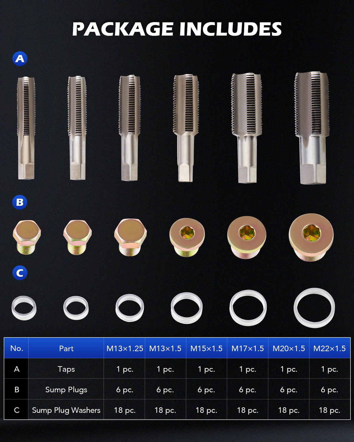 Orion Motor Tech tap close-up showing sharp threads to cut clean oil pan threads reliably