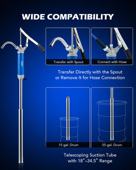 Orion Motor Tech telescoping suction tube close-up for adjustable drum reach