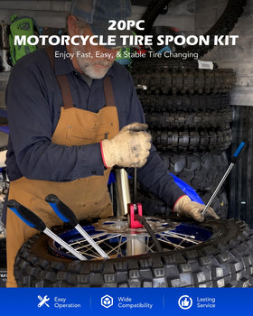 Orion Motor Tech close-up of 14.5 inch tire spoons showing sturdy handles and leverage