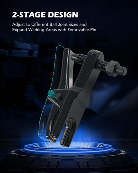 Orion Motor Tech tool in use on car tie rod showing efficient removal