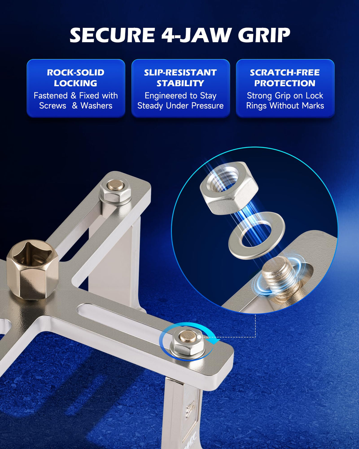 Orion Motor Tech tool engaged on fuel pump housing demonstrating secure grip and safe removal