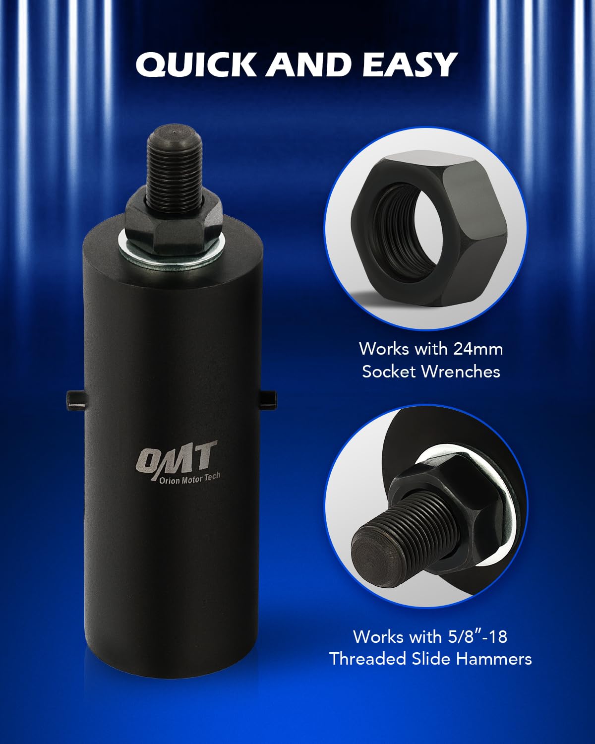 Orion Motor Tech puller engaged on Subaru control arm demonstrating proper use
