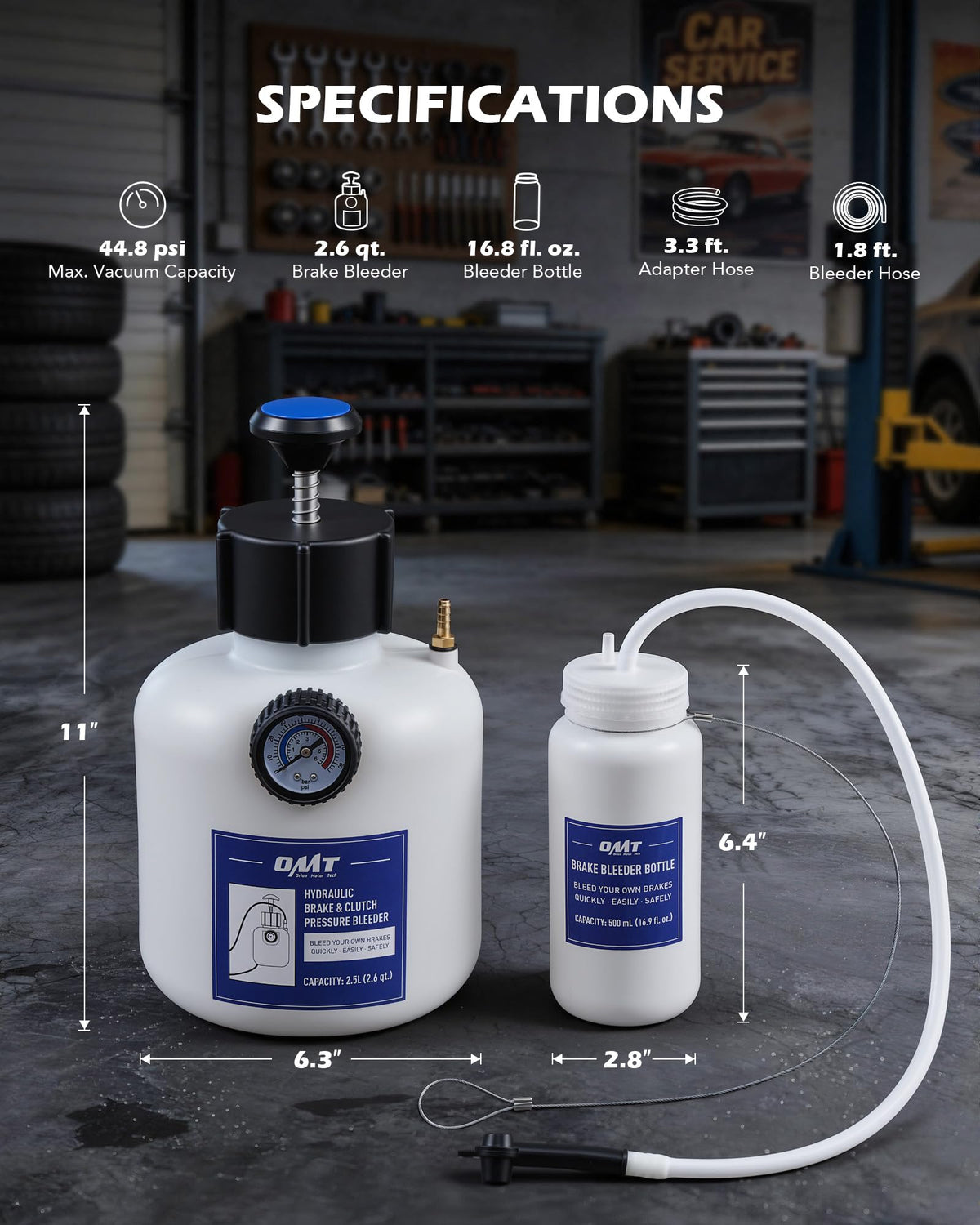 Orion Motor Tech 500mL collector bottle showing tidy fluid capture and clear visibility
