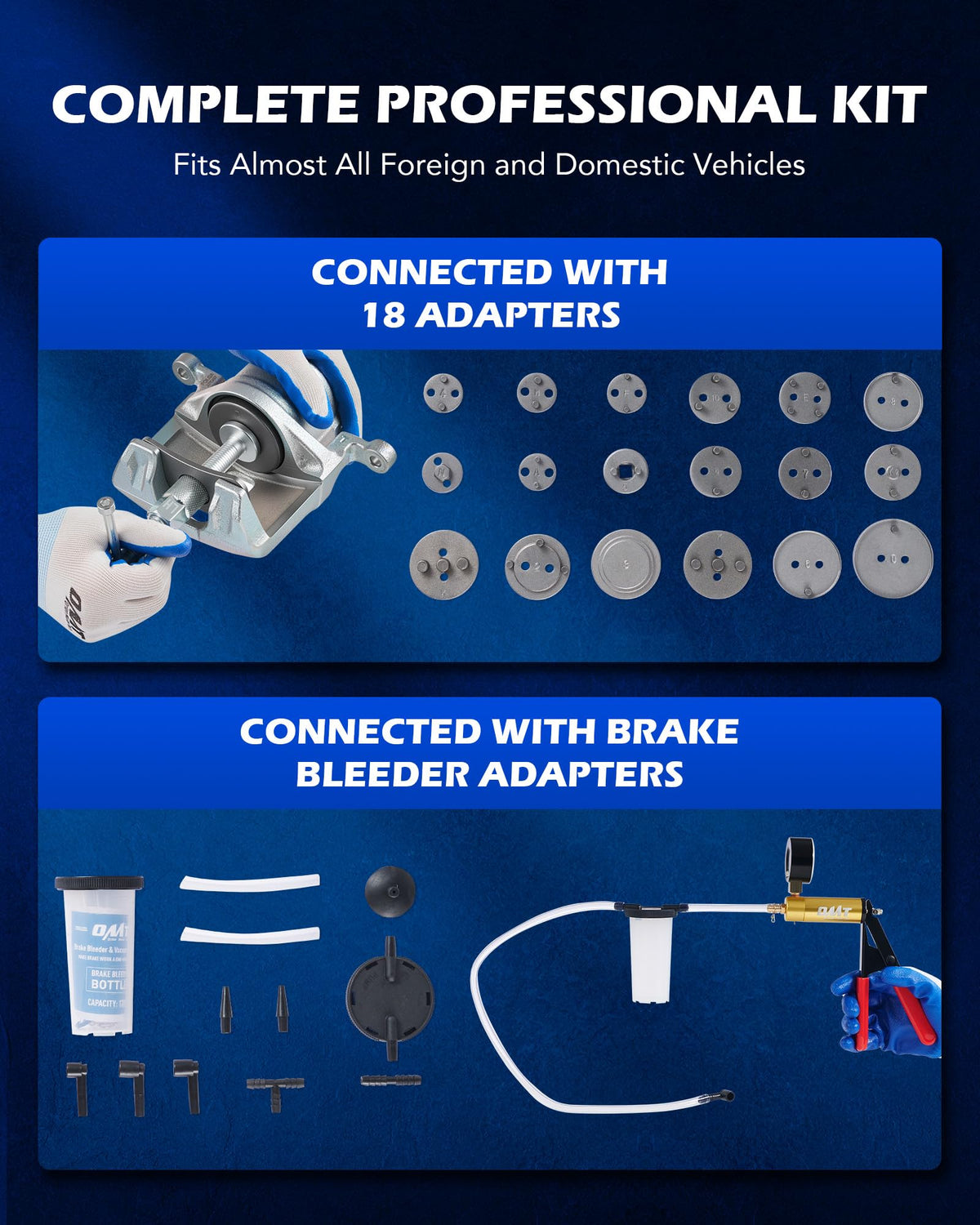 Orion Motor Tech adapter set laid out showing 18 adapters for fitment versatility
