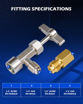 Orion Motor Tech adapters attached to gauge hose for faster connections