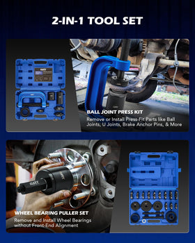 Orion Motor Tech C-frame and forcing bolt close-up for controlled pressing benefit