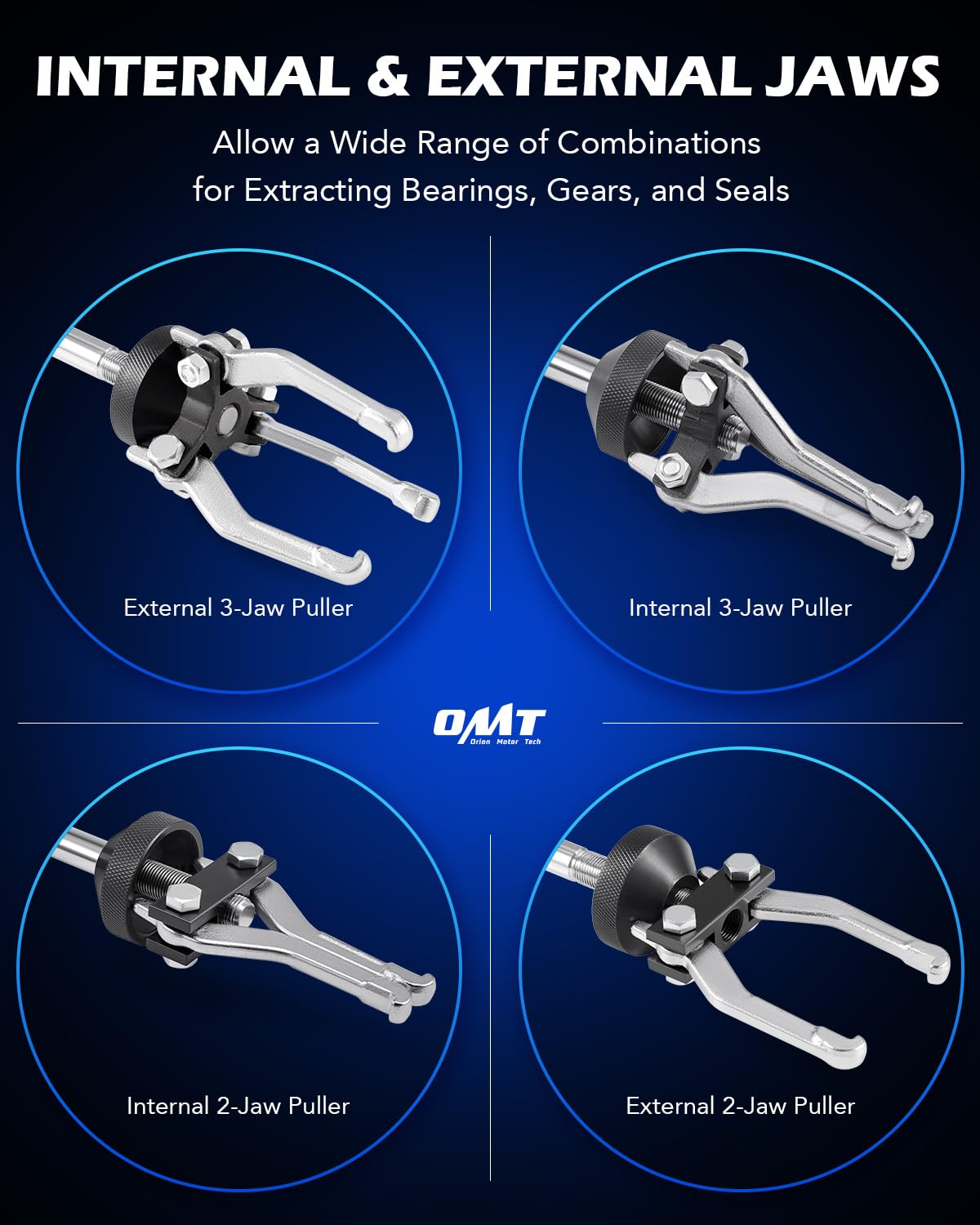 Orion Motor Tech cone and cross-blocks arrangement showing adaptable puller configurations