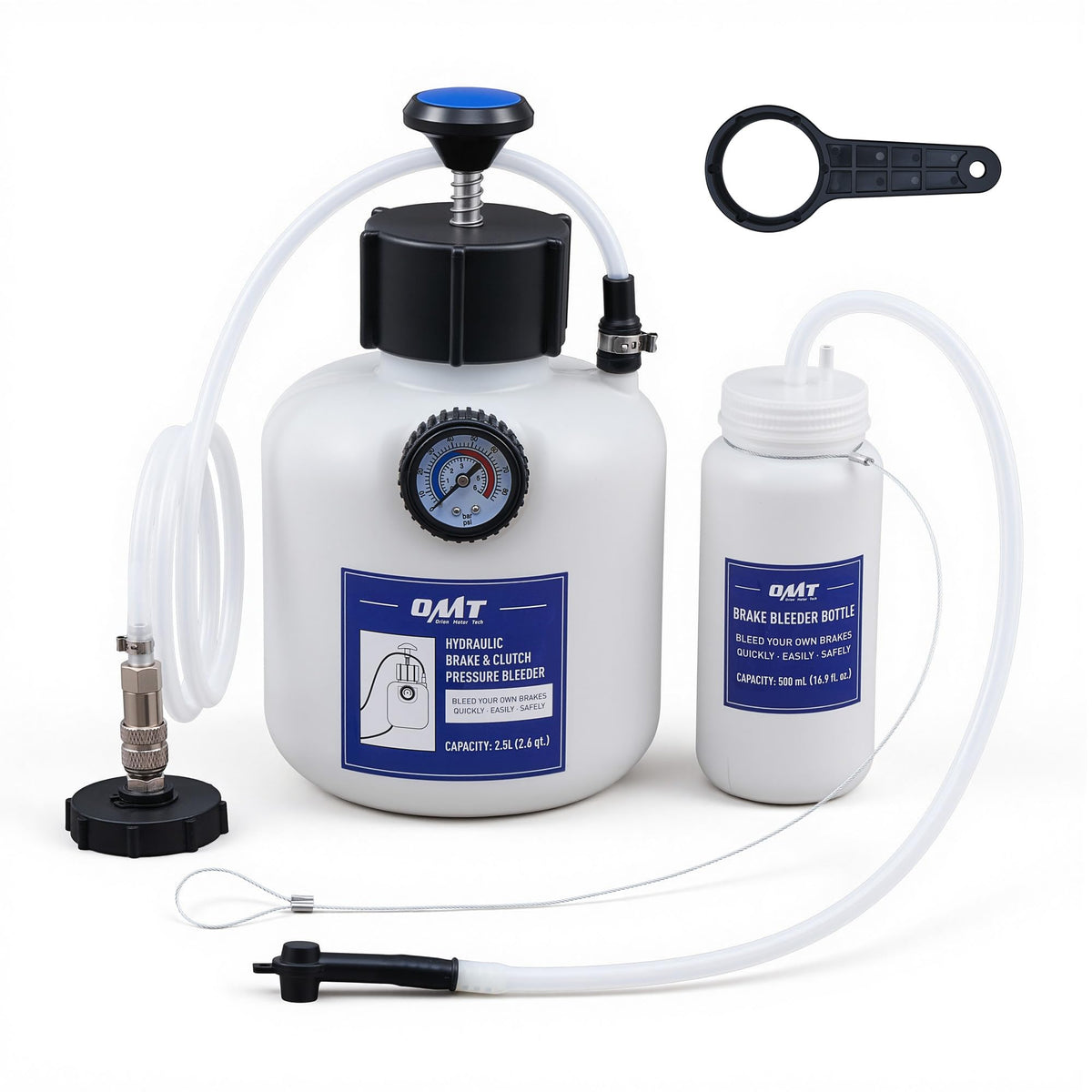 Orion Motor Tech front packaging showing kit contents and benefit of one-person bleeding