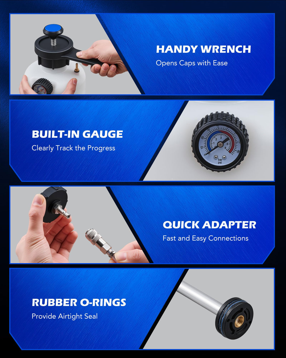 Orion Motor Tech in-use bleeding at caliper showing efficient single-operator service