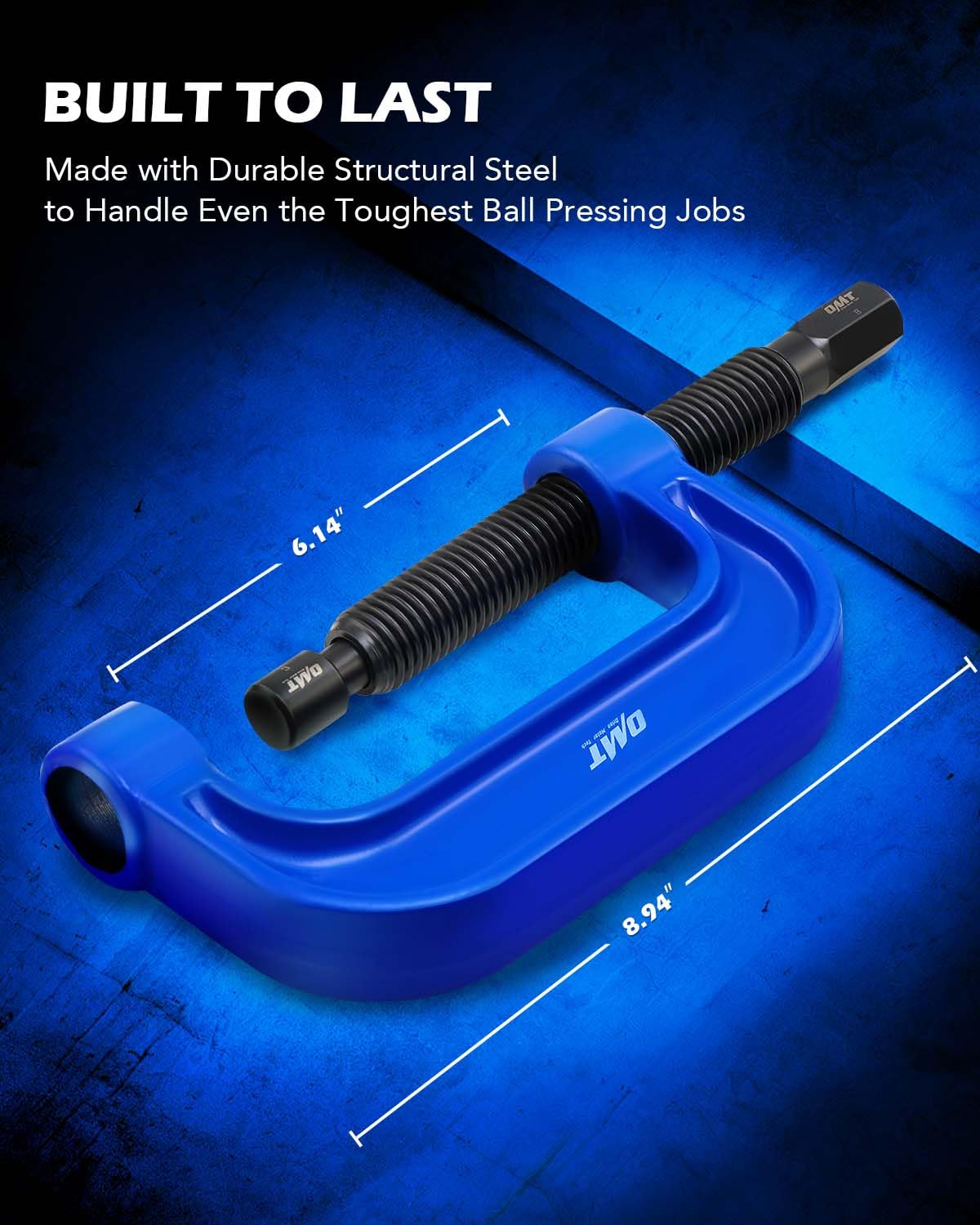 Orion Motor Tech tool in use on vehicle suspension illustrating efficient ball joint removal