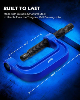 Orion Motor Tech tool in use on vehicle suspension illustrating efficient ball joint removal
