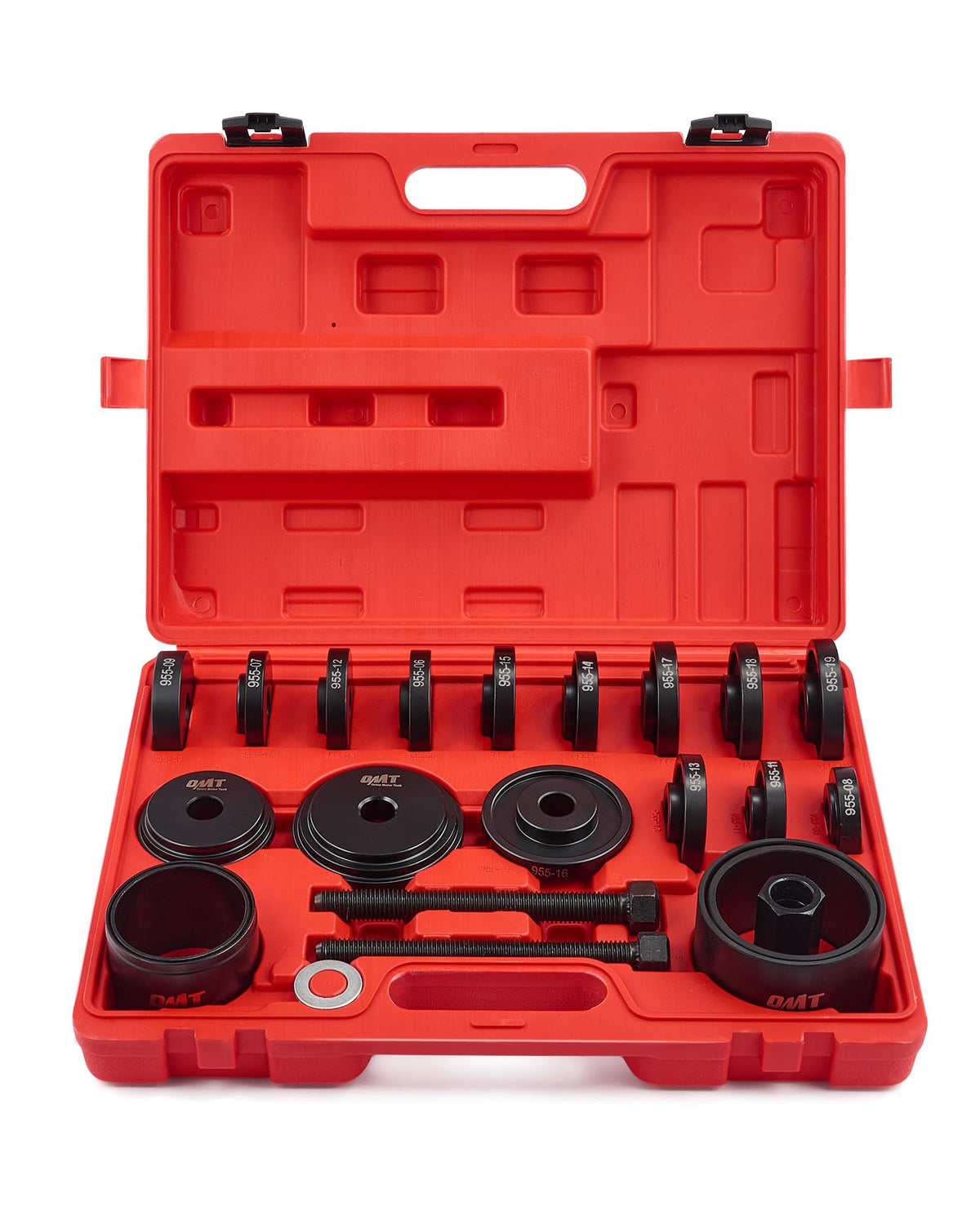 Orion Motor Tech kit staged in a garage on a workbench to illustrate practical workshop use