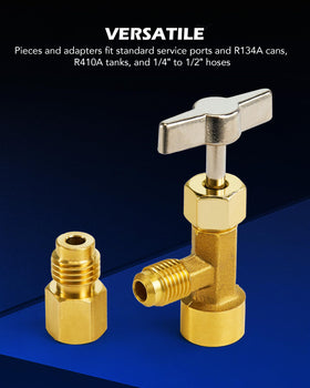 Orion Motor Tech R134a couplers connected to service hose for fast automotive A/C charging