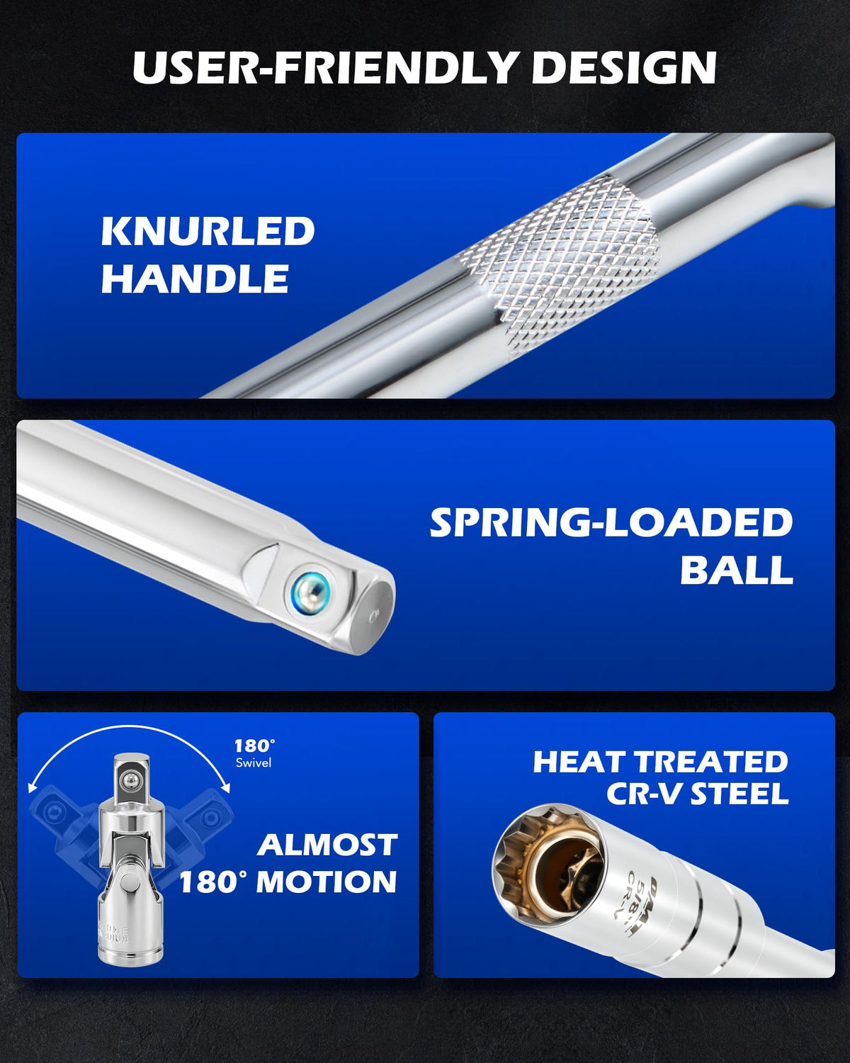 Orion Motor Tech sockets beside ruler showing size scale for correct socket selection