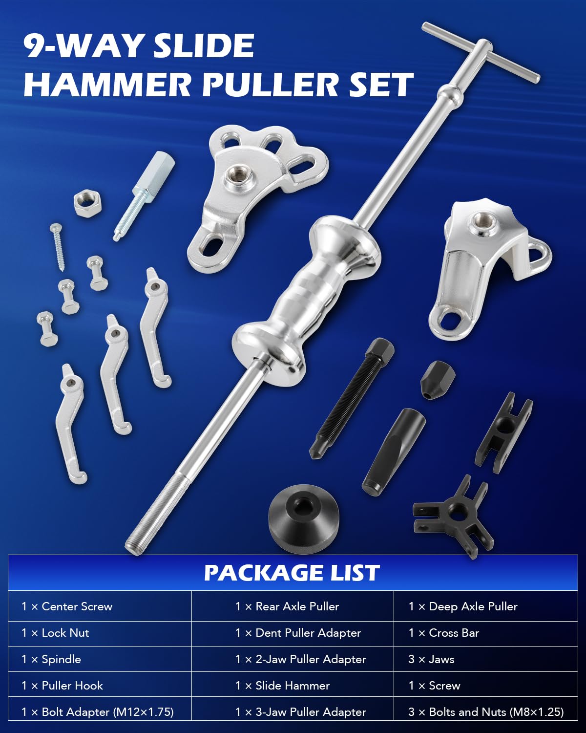 Orion Motor Tech slide hammer close-up showing solid construction for lasting use