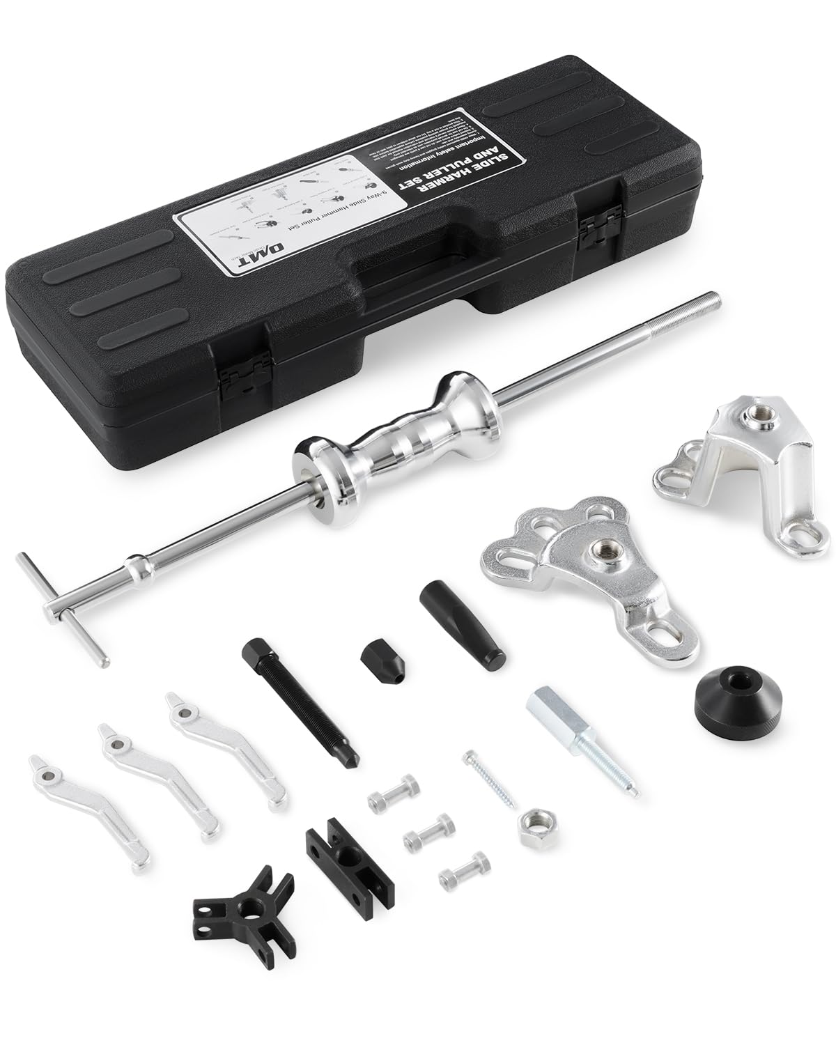 Orion Motor Tech slide hammer front view showing kit layout and portability benefit