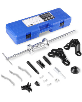 Orion Motor Tech slide hammer front view showing complete kit and benefits