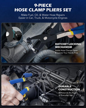 Orion Motor Tech tools laid out neatly to show each plier and disconnect