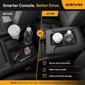 ORIVIN integrated aluminum cup holders detail offering secure drink support
