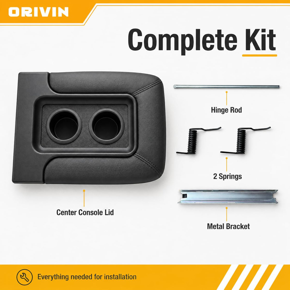 ORIVIN hinge and bracket assembly showing reinforced mounting durability