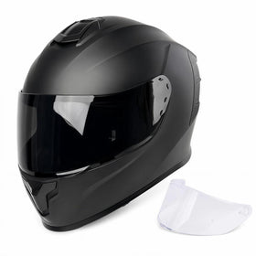 Orthrus helmet front view showing matte black finish and strong protection