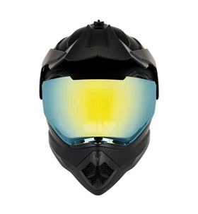 Orthrus front view showing helmet fit and full-face protection benefit