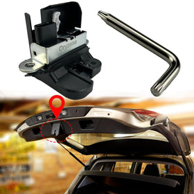 Oryzena trunk latch actuator front view showing mounting points and clean fit