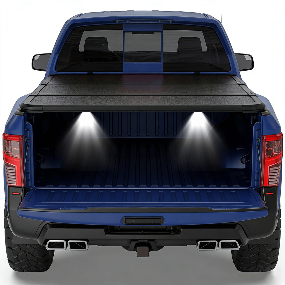 OSIAS tri-fold cover folded open for full bed access and quick loading benefit