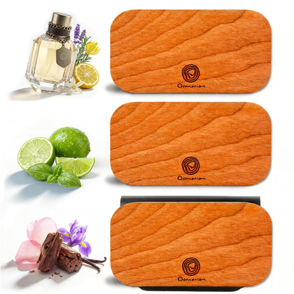 osmerion front packaging showing wood air freshener, premium gift-ready presentation and benefit