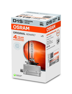 OSRAM D1S Xenarc front packaging showing branding and trust code, ensures genuine product