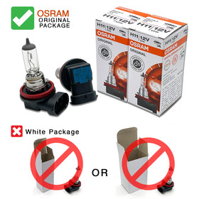 OSRAM H11 close-up of glass and filament highlighting durable Long Life construction