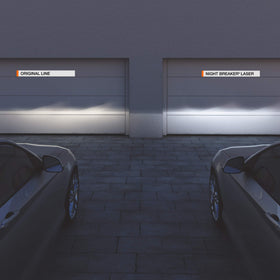 OSRAM headlight beam on a nighttime drive showing improved contrast and safety