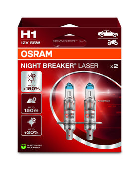 OSRAM Night Breaker Laser front packaging showing the twin-hang box and product branding for quick identification