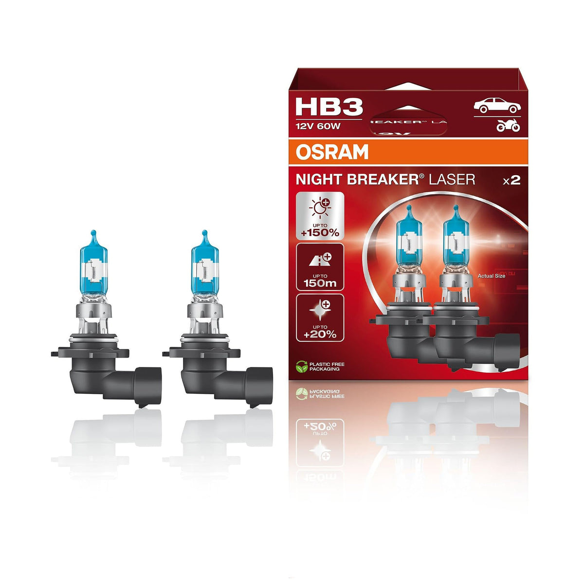 OSRAM Night Breaker Laser HB3 filament close-up highlighting precision and brighter output