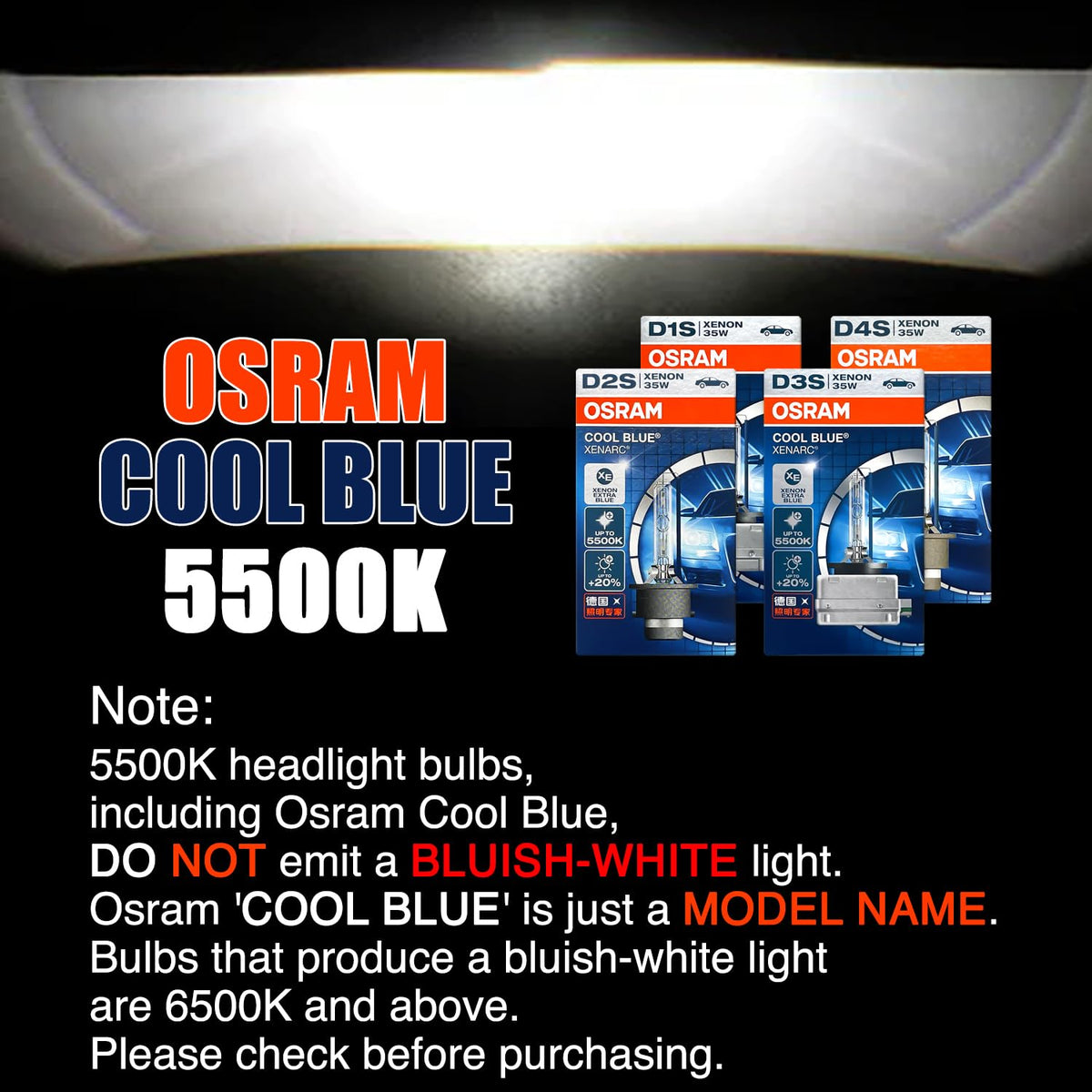 OSRAM Xenarc bulb installed in headlamp showing proper mount and benefit