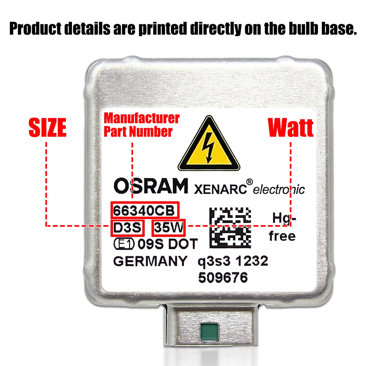 Two OSRAM Xenarc D3S bulbs side-by-side showing pack contents