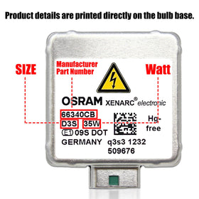 Two OSRAM Xenarc D3S bulbs side-by-side showing pack contents