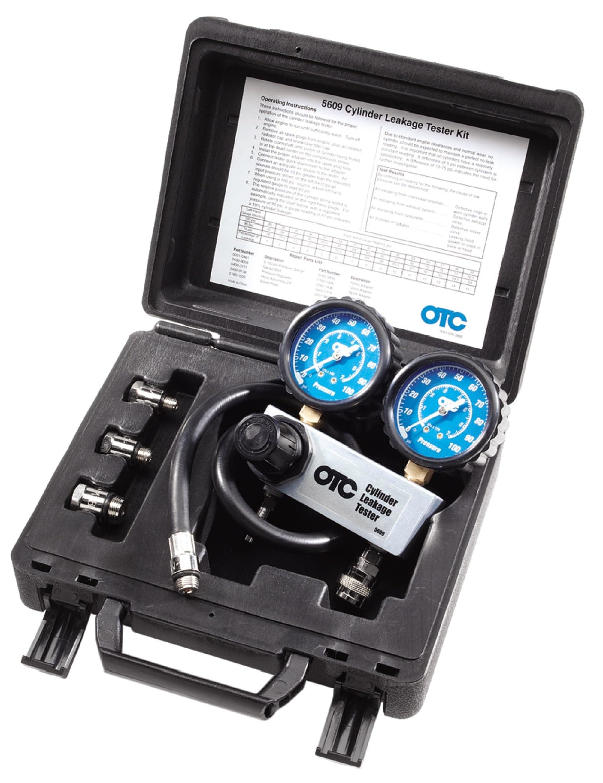 OTC 5609 kit front view showing organized case and tools for fast diagnosis