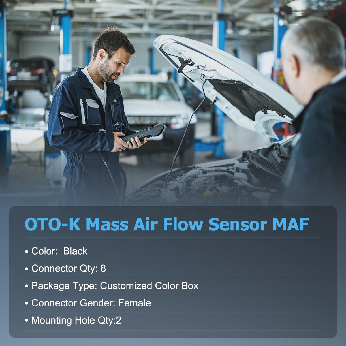 OTO-KAUTOPARTS MAF beside a ruler showing compact dimensions for accurate scale