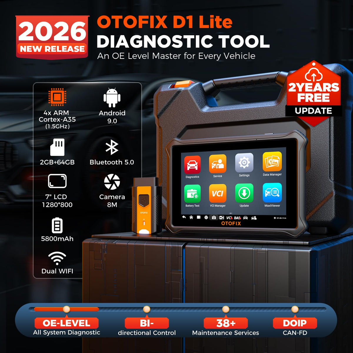 OTOFIX D1 Lite back panel and rugged casing highlighting durable workshop-ready design