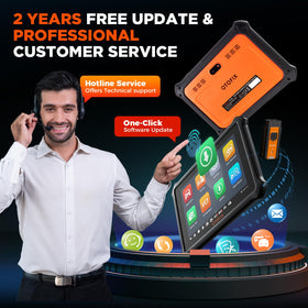 OTOFIX D1 Lite battery and ports illustrating long runtime and stable diagnostics