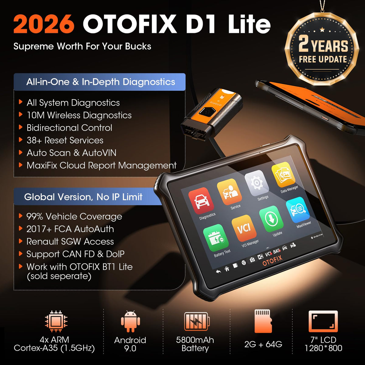 OTOFIX touchscreen close-up displaying intuitive menu and fast navigation benefit