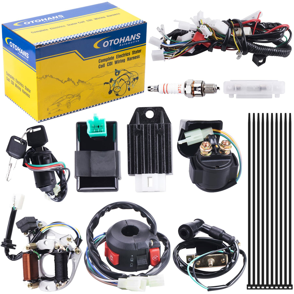 OTOHANS AUTOMOTIVE boxed kit laid out, shows all components and easy identification benefit