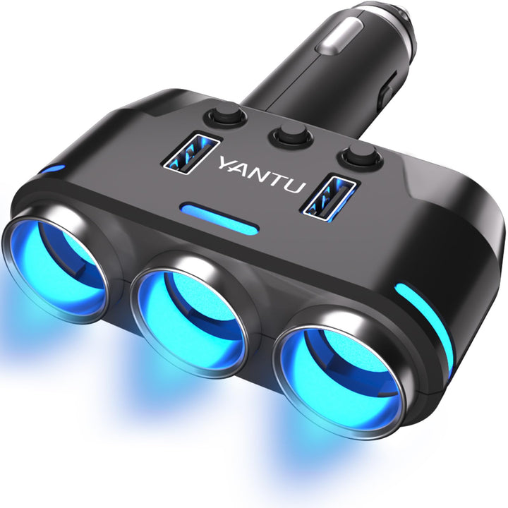 OTOOKAYA front view showing three sockets and two USB ports for multi-device charging
