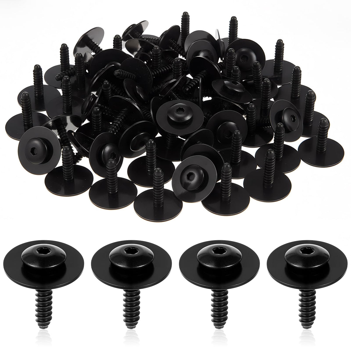 Otoolling front view of 50-piece screw kit showing contents and label, durable supply benefit
