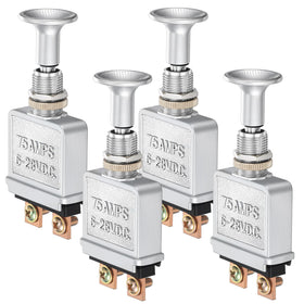 Otoolling front view of four switches showing sturdy metal bodies and chrome knobs for durable control